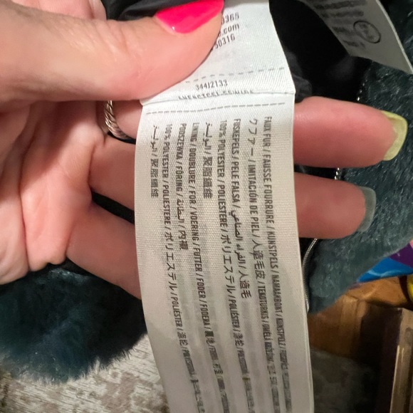 Hollister forest green bomber faux fur jacket - Picture 4 of 4